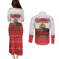 Georgia Christmas Couples Matching Puletasi and Long Sleeve Button Shirt GA Home For Christmas - Wonder Print Shop