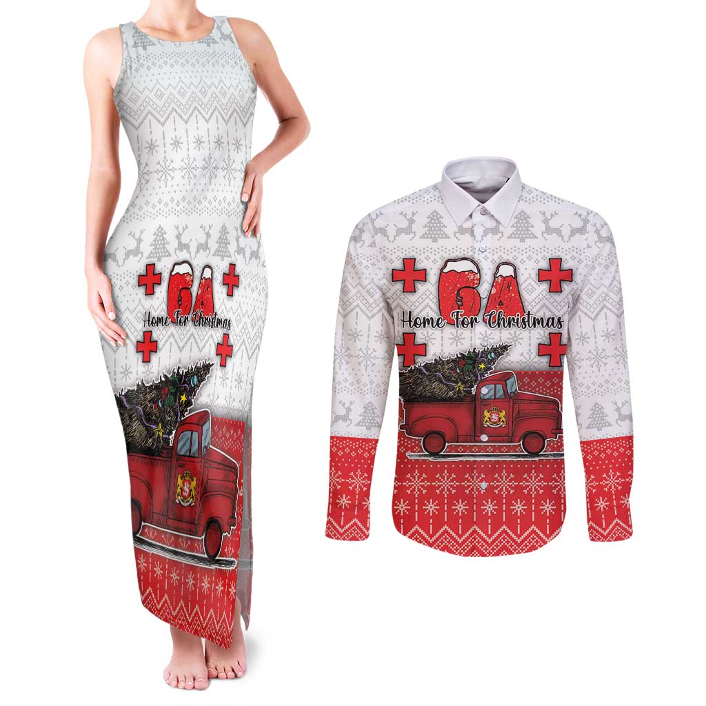 Georgia Christmas Couples Matching Tank Maxi Dress and Long Sleeve Button Shirt GA Home For Christmas - Wonder Print Shop