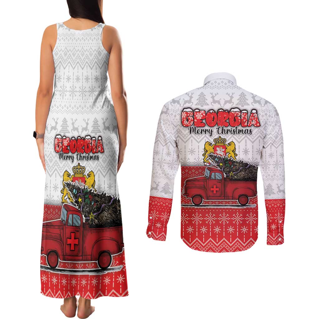 Georgia Christmas Couples Matching Tank Maxi Dress and Long Sleeve Button Shirt GA Home For Christmas - Wonder Print Shop