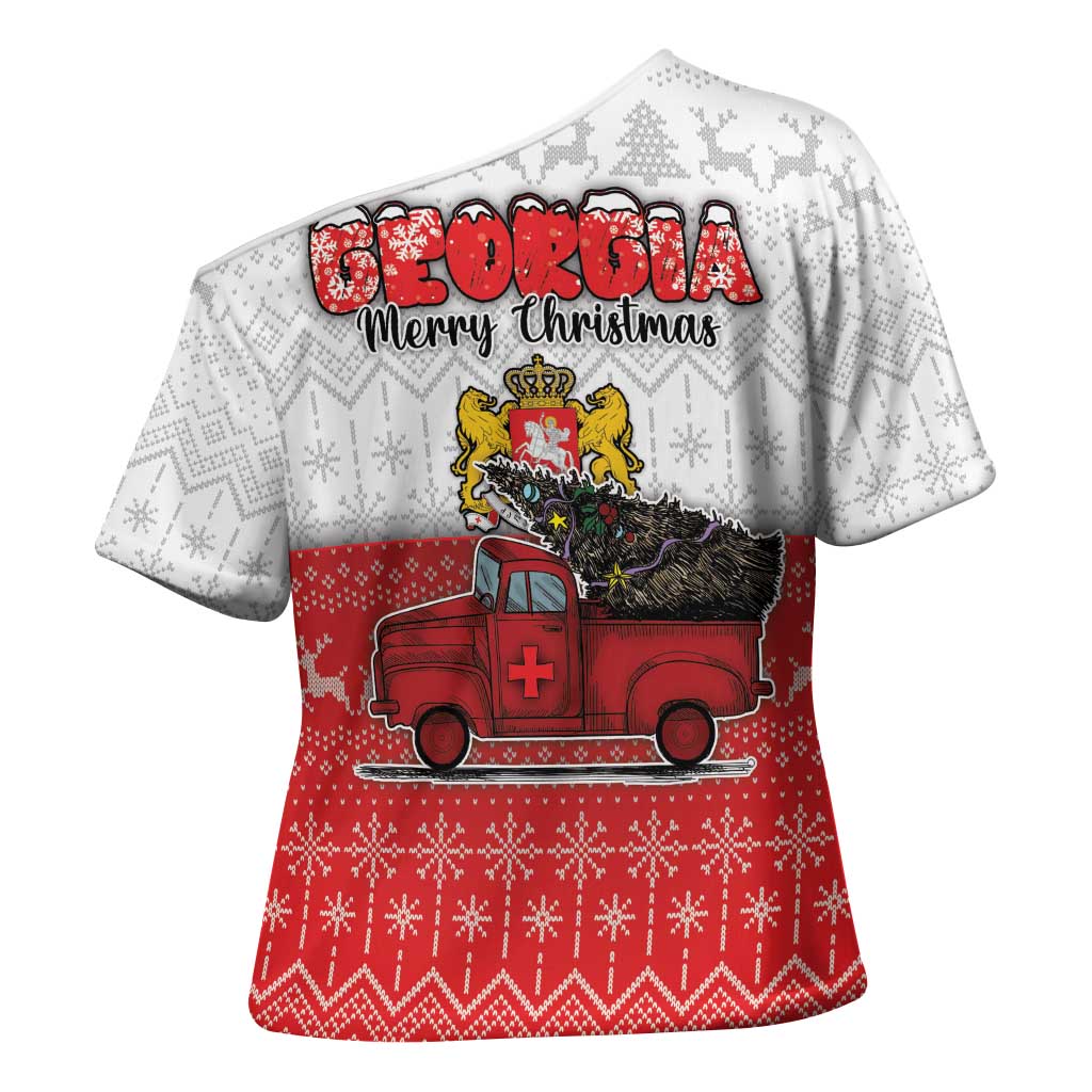 Georgia Christmas Cross Shoulder Shirt GA Home For Christmas - Wonder Print Shop
