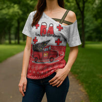 Georgia Christmas Cross Shoulder Shirt GA Home For Christmas - Wonder Print Shop