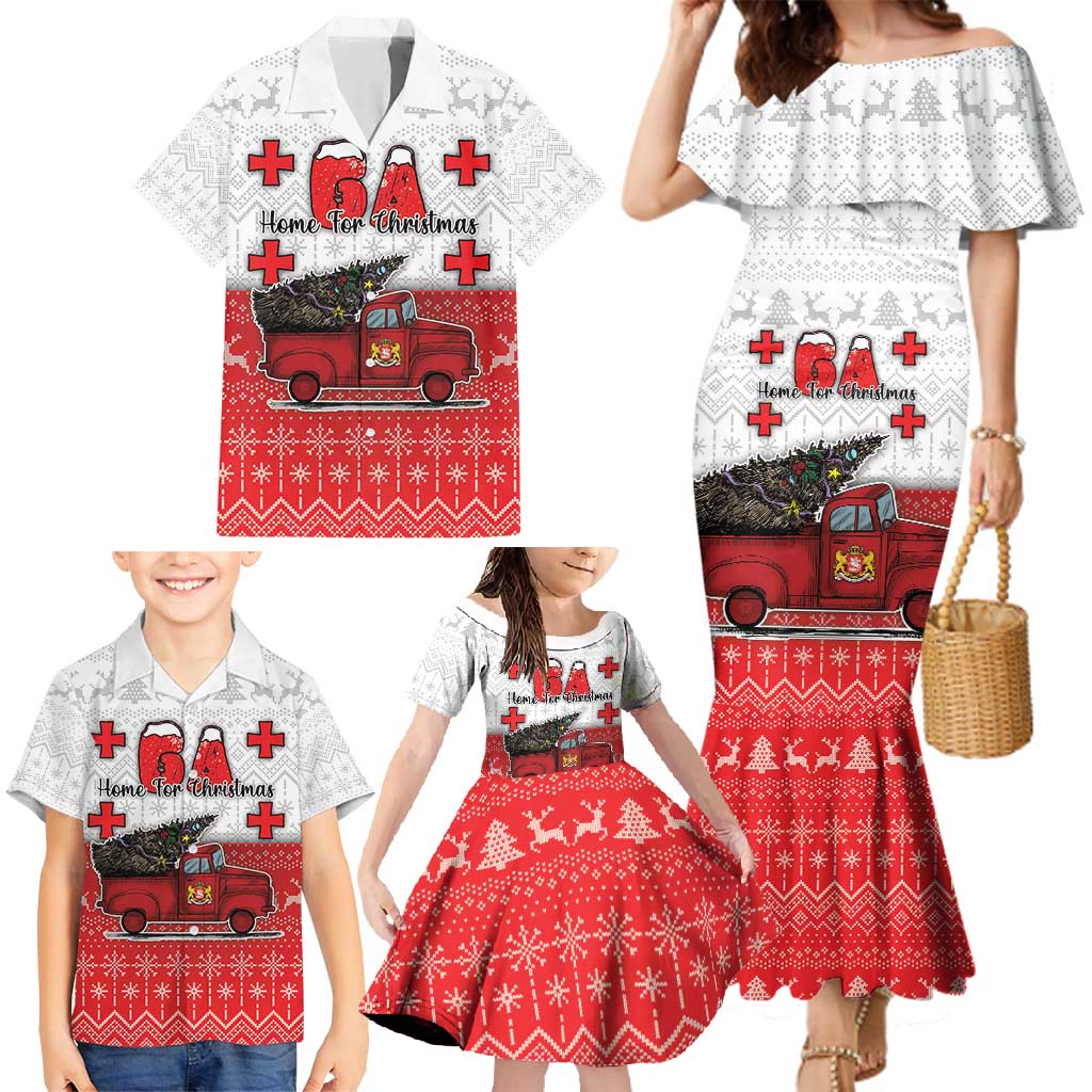 Georgia Christmas Family Matching Mermaid Dress and Hawaiian Shirt GA Home For Christmas - Wonder Print Shop