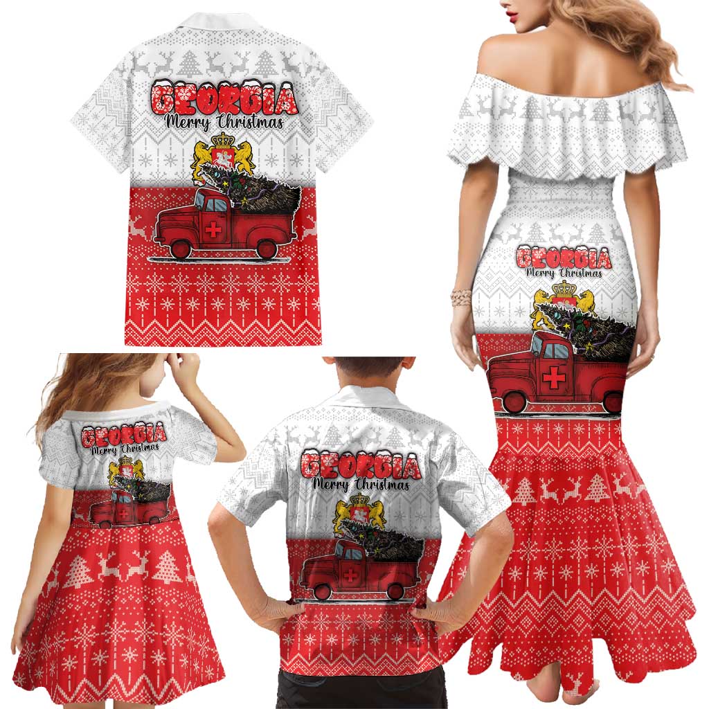 Georgia Christmas Family Matching Mermaid Dress and Hawaiian Shirt GA Home For Christmas - Wonder Print Shop