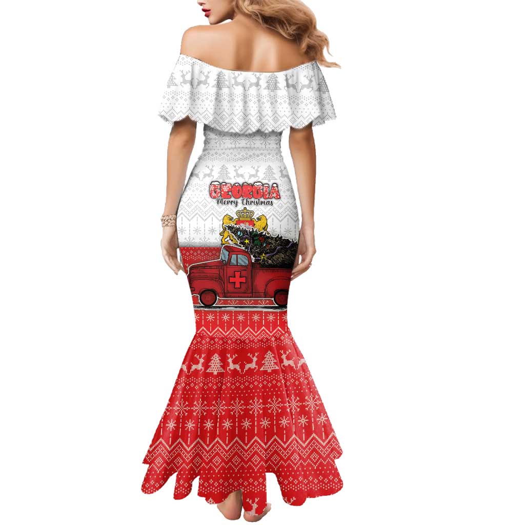 Georgia Christmas Family Matching Mermaid Dress and Hawaiian Shirt GA Home For Christmas - Wonder Print Shop