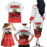 Georgia Christmas Family Matching Off The Shoulder Long Sleeve Dress and Hawaiian Shirt GA Home For Christmas - Wonder Print Shop