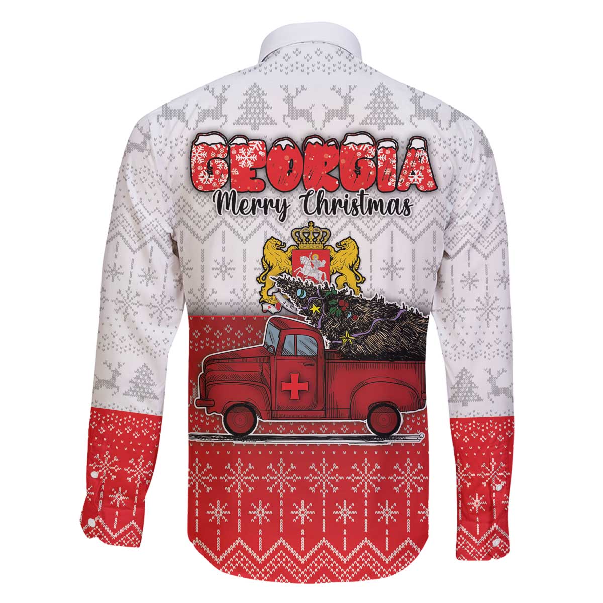 Georgia Christmas Family Matching Off The Shoulder Long Sleeve Dress and Hawaiian Shirt GA Home For Christmas - Wonder Print Shop