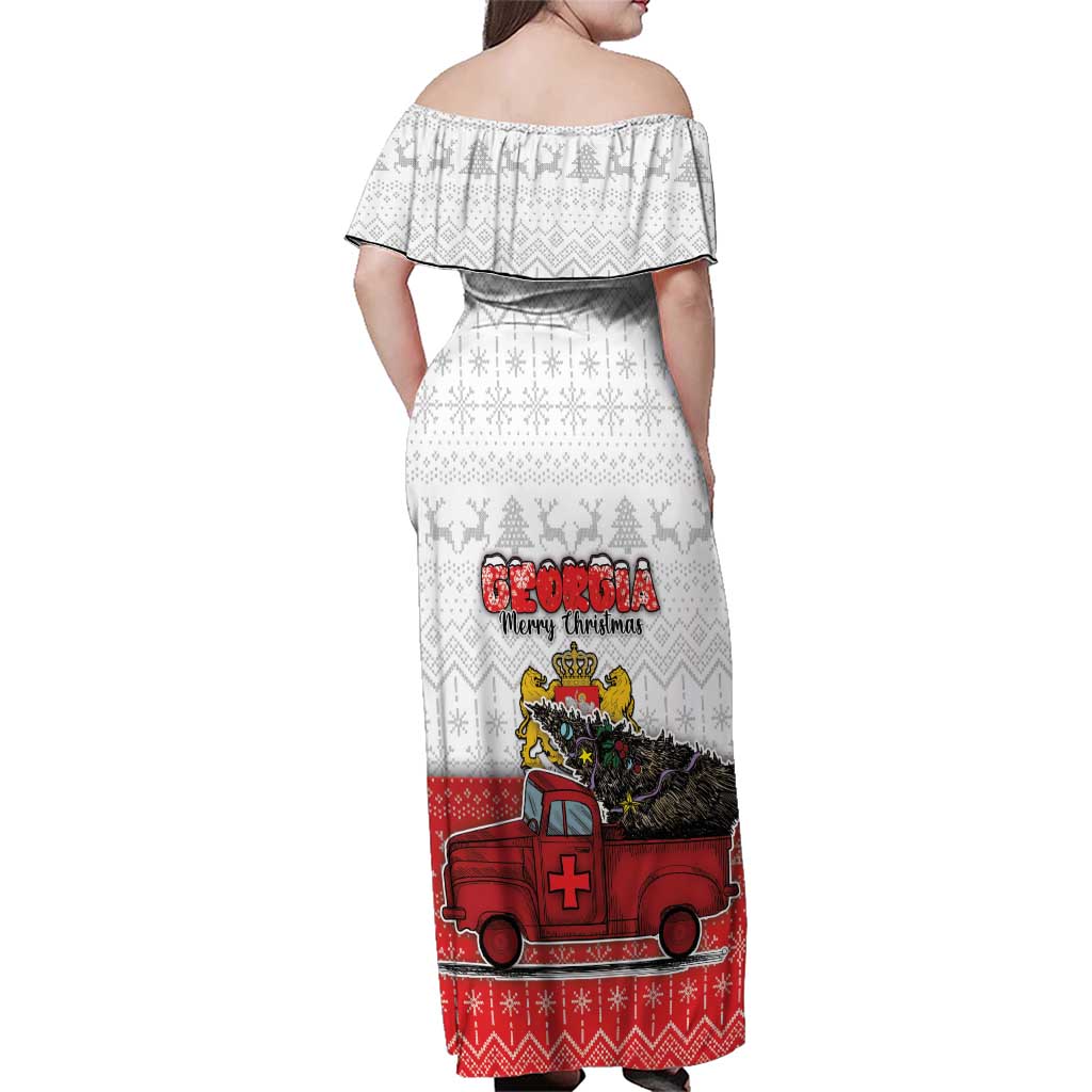 Georgia Christmas Family Matching Off Shoulder Maxi Dress and Hawaiian Shirt GA Home For Christmas - Wonder Print Shop