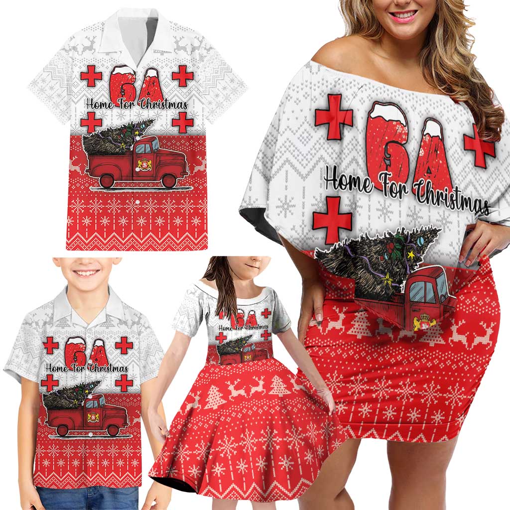 Georgia Christmas Family Matching Off Shoulder Short Dress and Hawaiian Shirt GA Home For Christmas - Wonder Print Shop