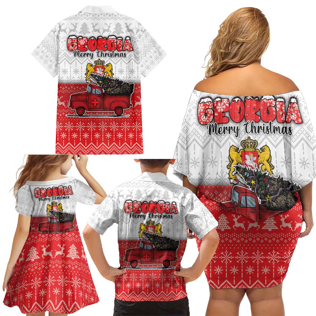 Georgia Christmas Family Matching Off Shoulder Short Dress and Hawaiian Shirt GA Home For Christmas - Wonder Print Shop
