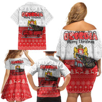 Georgia Christmas Family Matching Off Shoulder Short Dress and Hawaiian Shirt GA Home For Christmas - Wonder Print Shop