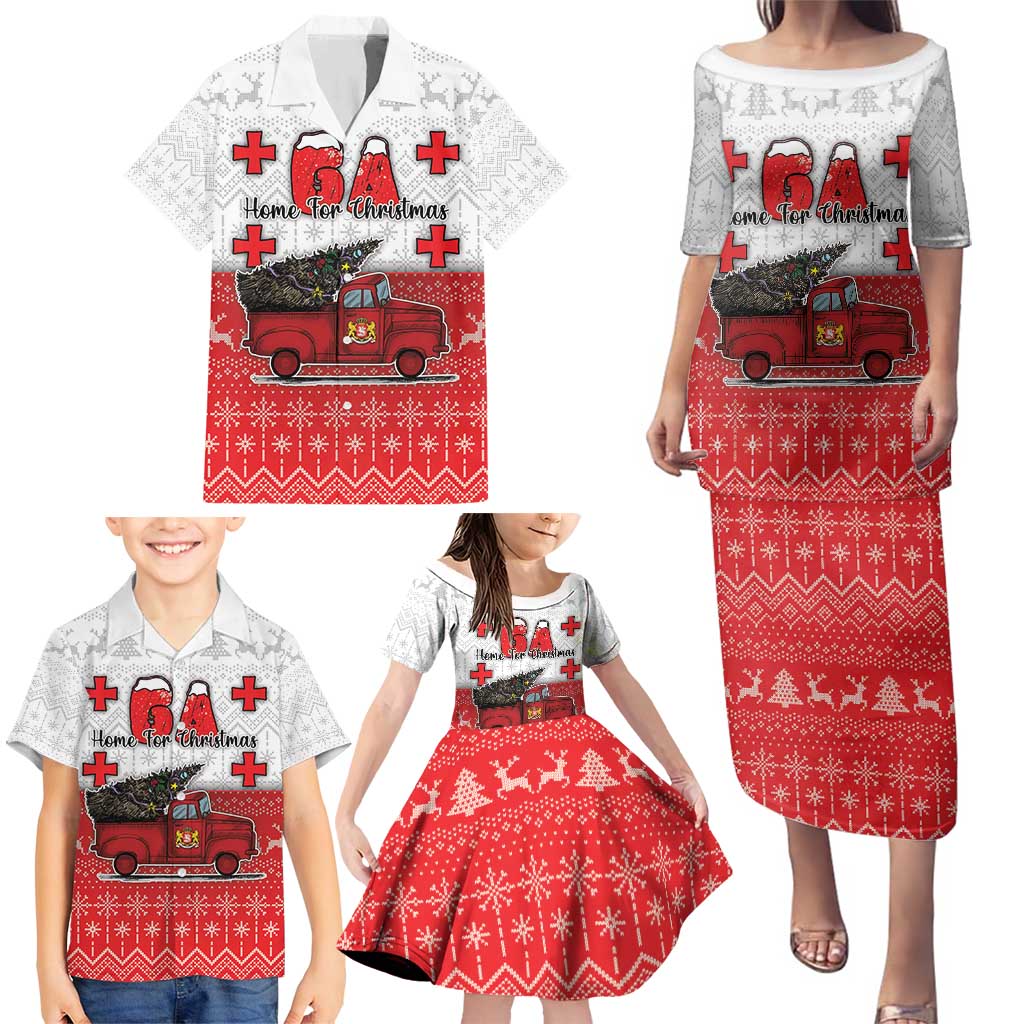 Georgia Christmas Family Matching Puletasi and Hawaiian Shirt GA Home For Christmas - Wonder Print Shop