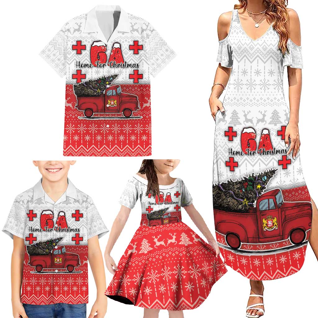 Georgia Christmas Family Matching Summer Maxi Dress and Hawaiian Shirt GA Home For Christmas - Wonder Print Shop
