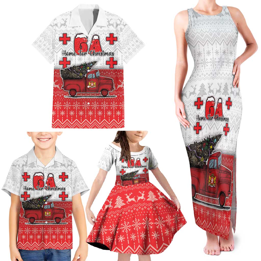 Georgia Christmas Family Matching Tank Maxi Dress and Hawaiian Shirt GA Home For Christmas - Wonder Print Shop