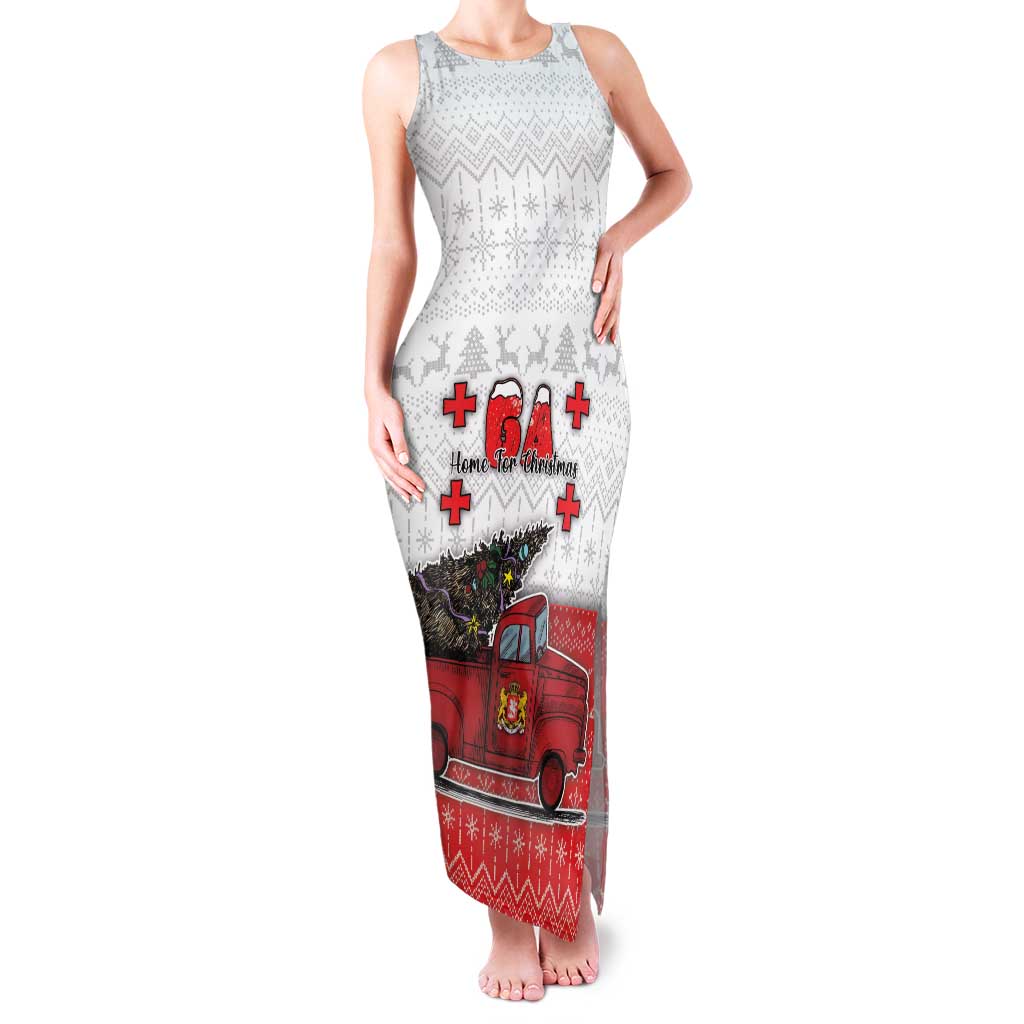 Georgia Christmas Family Matching Tank Maxi Dress and Hawaiian Shirt GA Home For Christmas - Wonder Print Shop