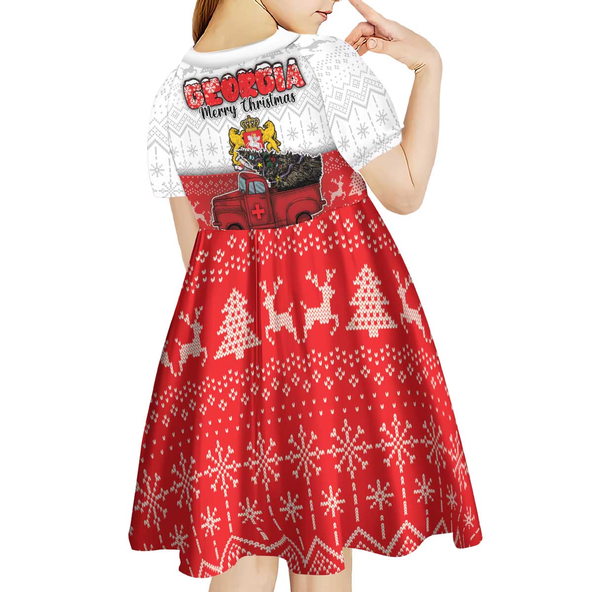 Georgia Christmas Kid Short Sleeve Dress GA Home For Christmas - Wonder Print Shop