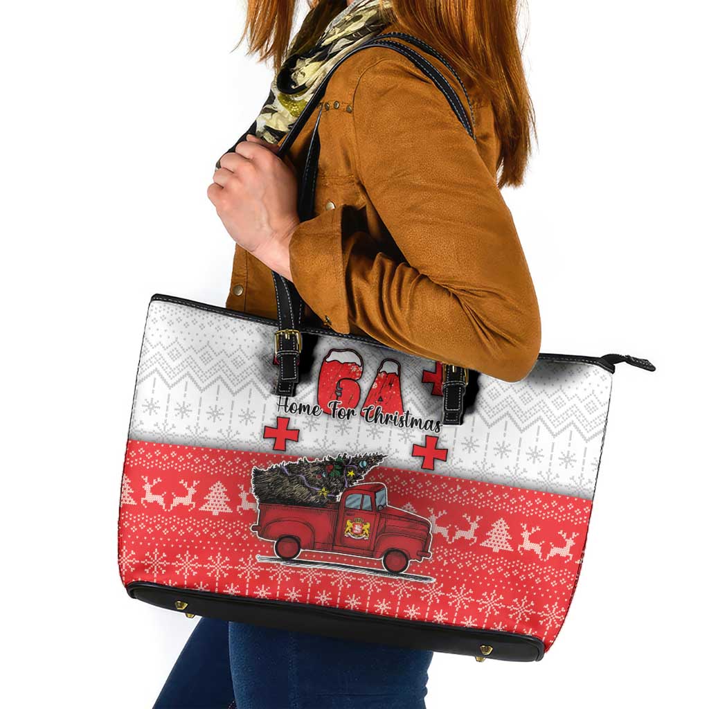 Georgia Christmas Leather Tote Bag GA Home For Christmas - Wonder Print Shop