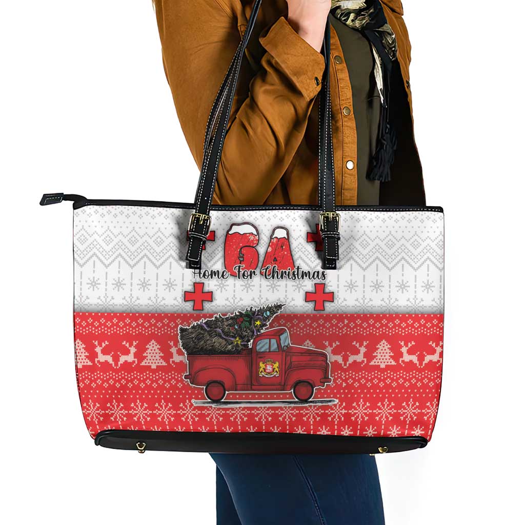 Georgia Christmas Leather Tote Bag GA Home For Christmas - Wonder Print Shop