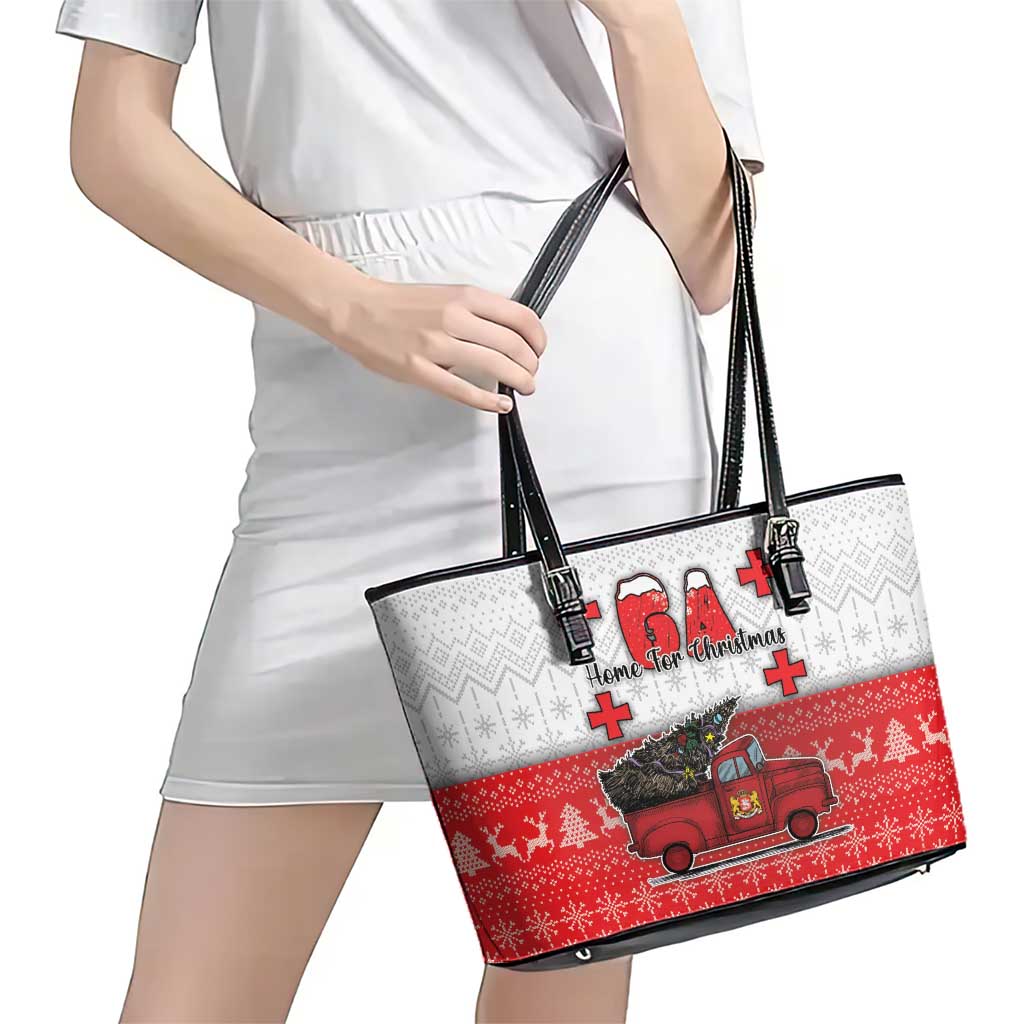 Georgia Christmas Leather Tote Bag GA Home For Christmas - Wonder Print Shop
