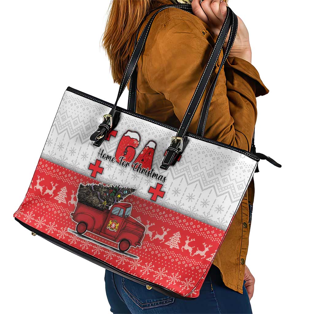 Georgia Christmas Leather Tote Bag GA Home For Christmas - Wonder Print Shop