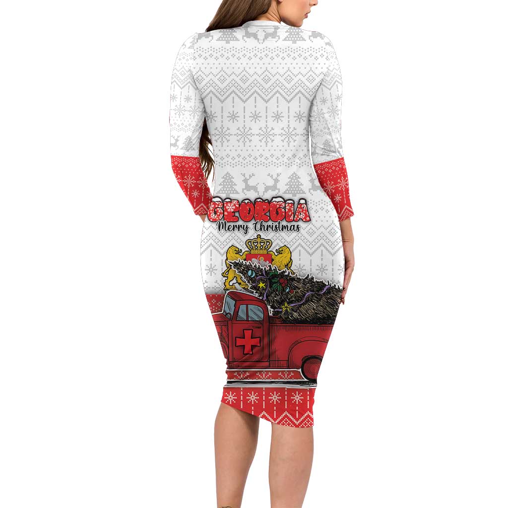 Georgia Christmas Long Sleeve Bodycon Dress GA Home For Christmas - Wonder Print Shop