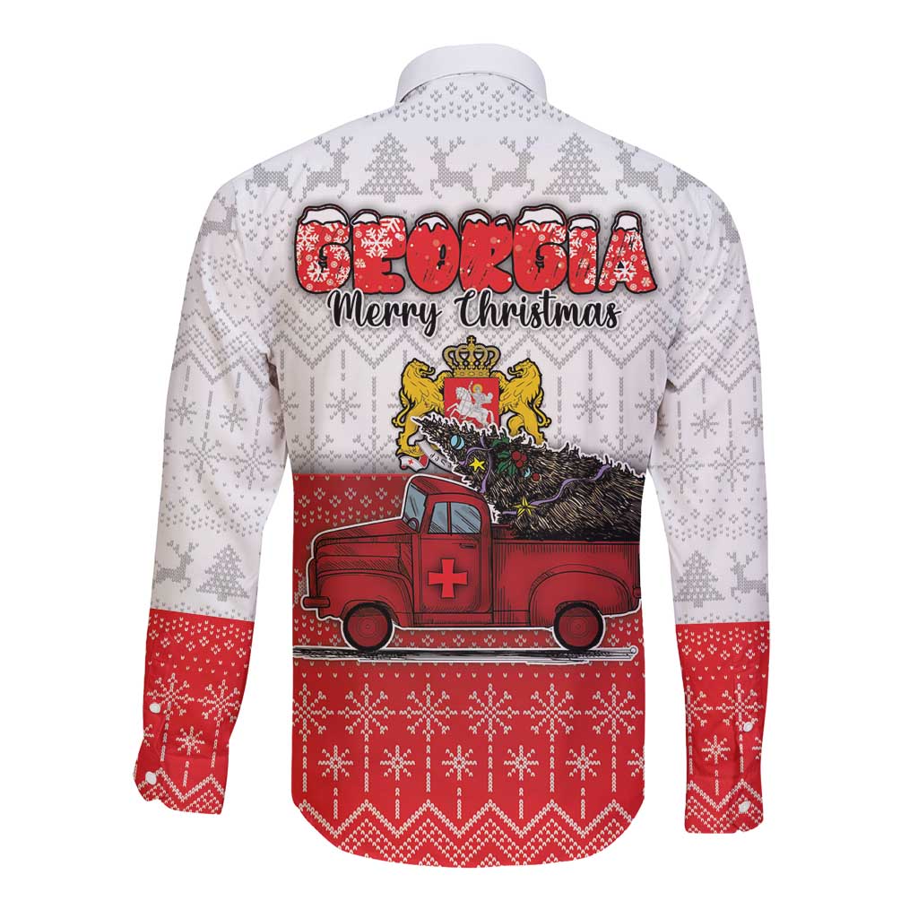 Georgia Christmas Long Sleeve Button Shirt GA Home For Christmas - Wonder Print Shop