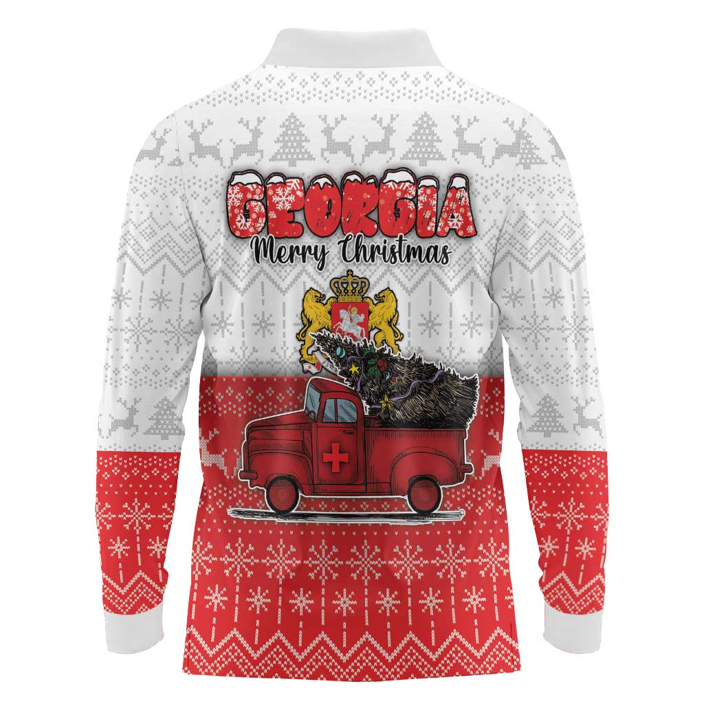 Georgia Christmas Long Sleeve Polo Shirt GA Home For Christmas - Wonder Print Shop
