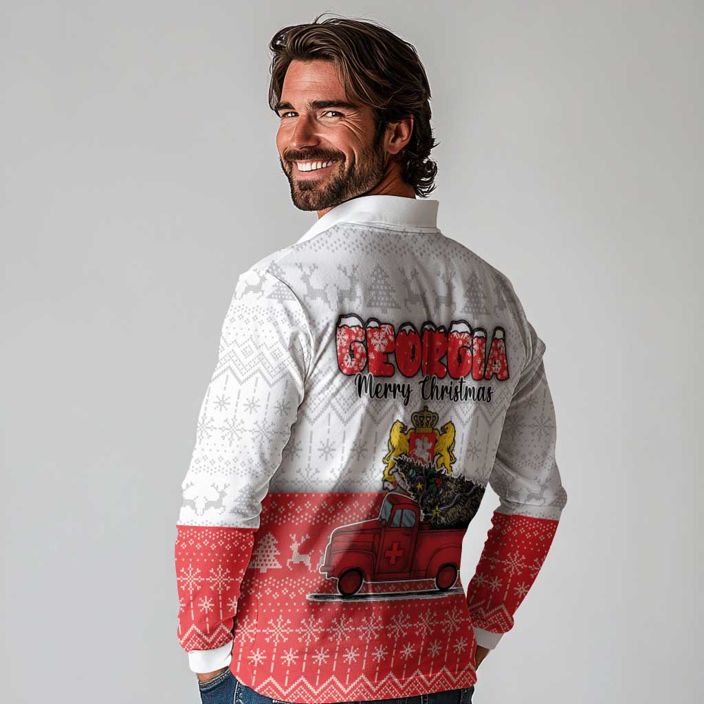 Georgia Christmas Long Sleeve Polo Shirt GA Home For Christmas - Wonder Print Shop