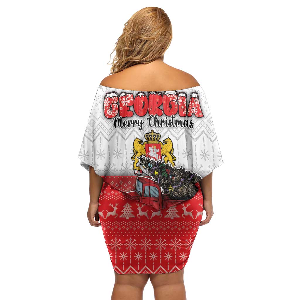 Georgia Christmas Off Shoulder Short Dress GA Home For Christmas - Wonder Print Shop