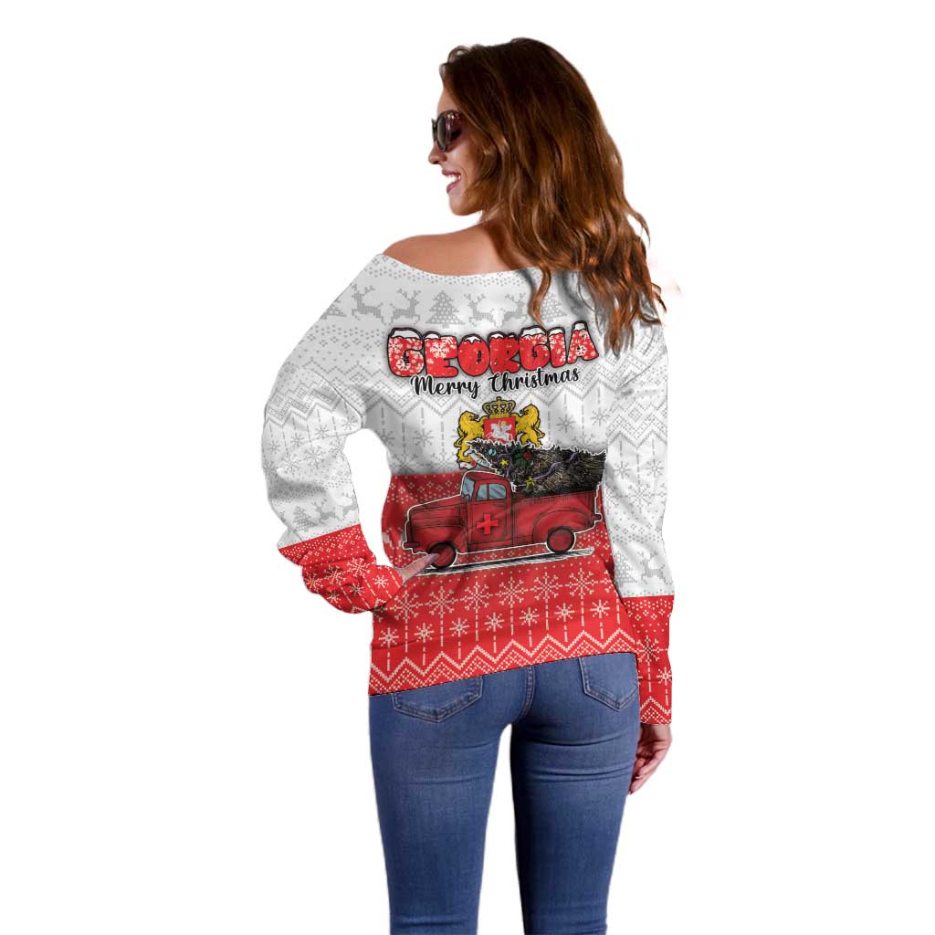 Georgia Christmas Off Shoulder Sweater GA Home For Christmas - Wonder Print Shop