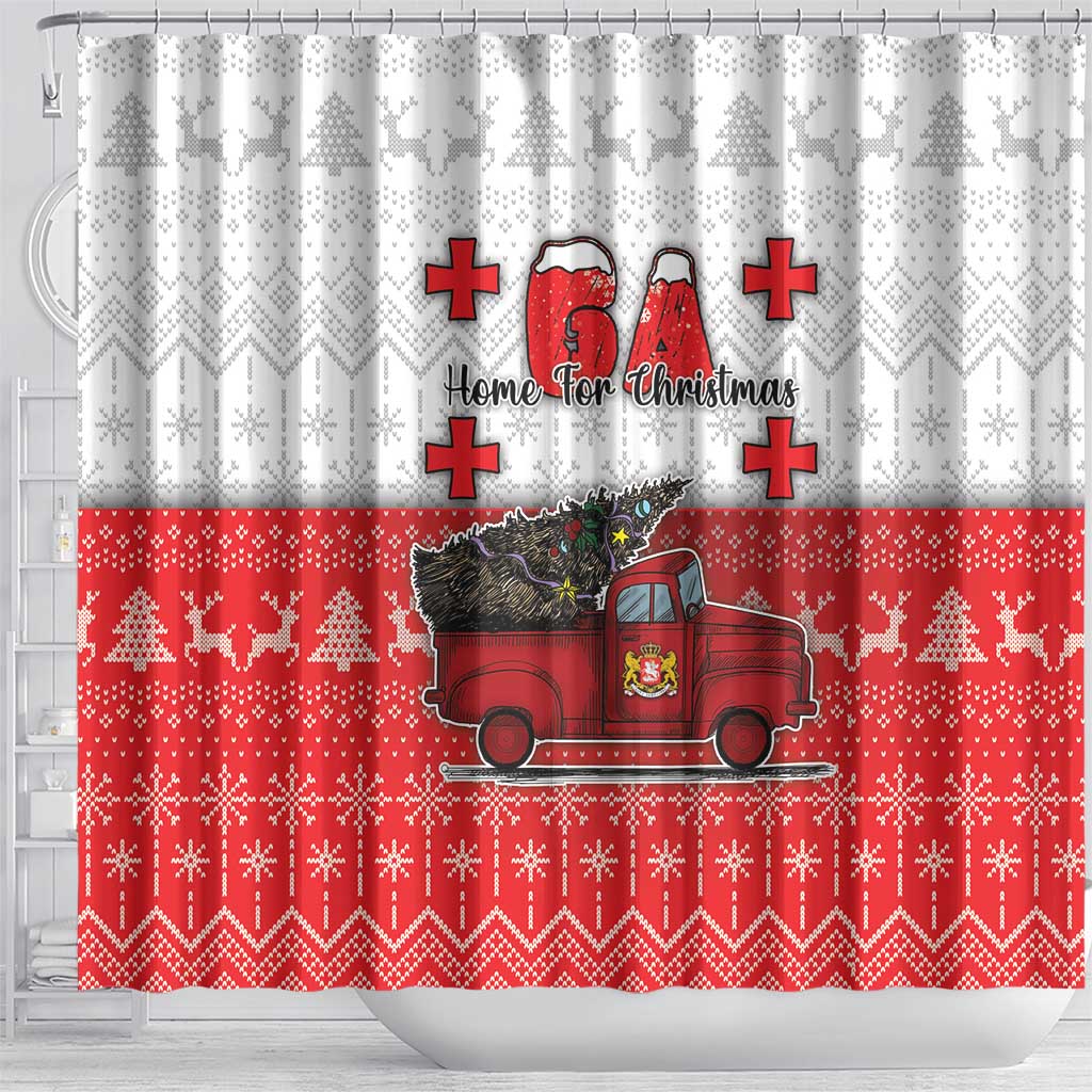 Georgia Christmas Shower Curtain GA Home For Christmas - Wonder Print Shop