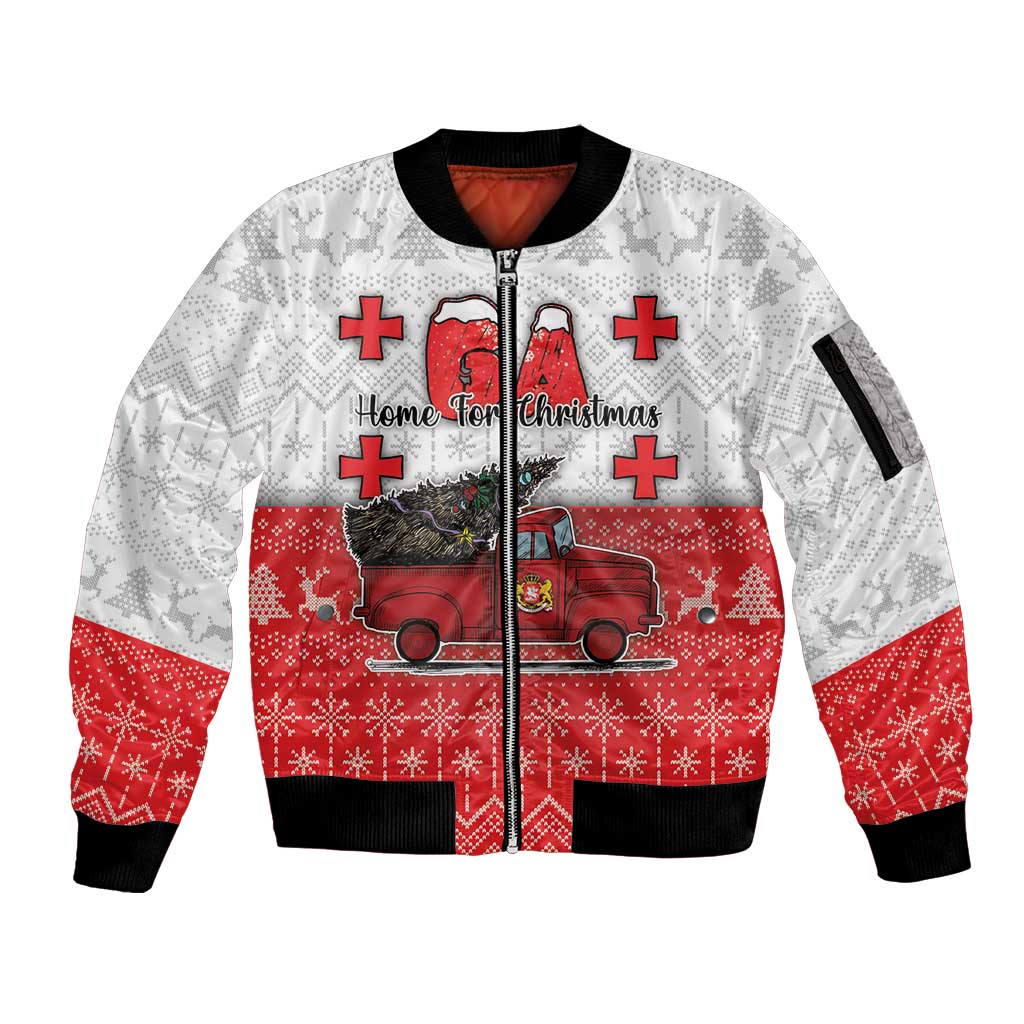 Georgia Christmas Sleeve Zip Bomber Jacket GA Home For Christmas - Wonder Print Shop