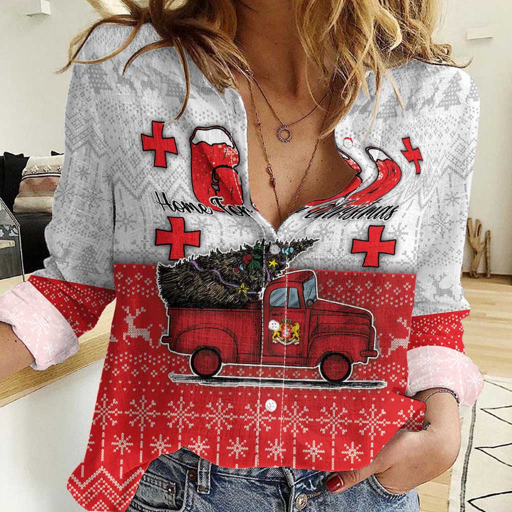 Georgia Christmas Women Casual Shirt GA Home For Christmas - Wonder Print Shop