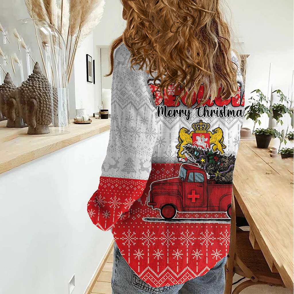 Georgia Christmas Women Casual Shirt GA Home For Christmas - Wonder Print Shop