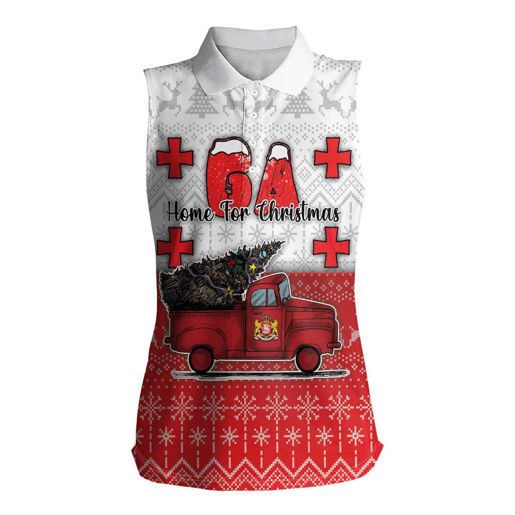 Georgia Christmas Women Sleeveless Polo Shirt GA Home For Christmas - Wonder Print Shop