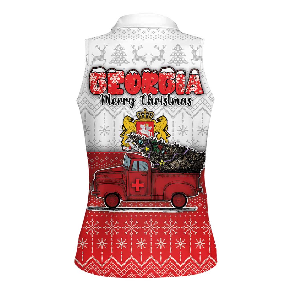 Georgia Christmas Women Sleeveless Polo Shirt GA Home For Christmas - Wonder Print Shop