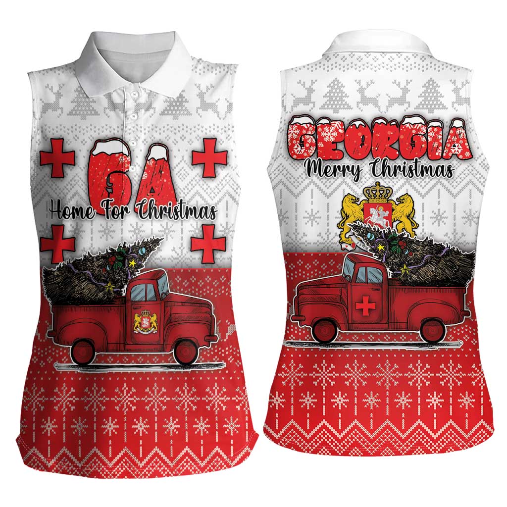 Georgia Christmas Women Sleeveless Polo Shirt GA Home For Christmas - Wonder Print Shop