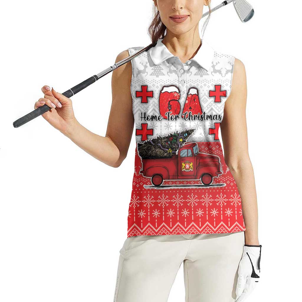 Georgia Christmas Women Sleeveless Polo Shirt GA Home For Christmas - Wonder Print Shop