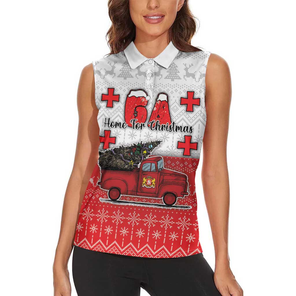 Georgia Christmas Women Sleeveless Polo Shirt GA Home For Christmas - Wonder Print Shop