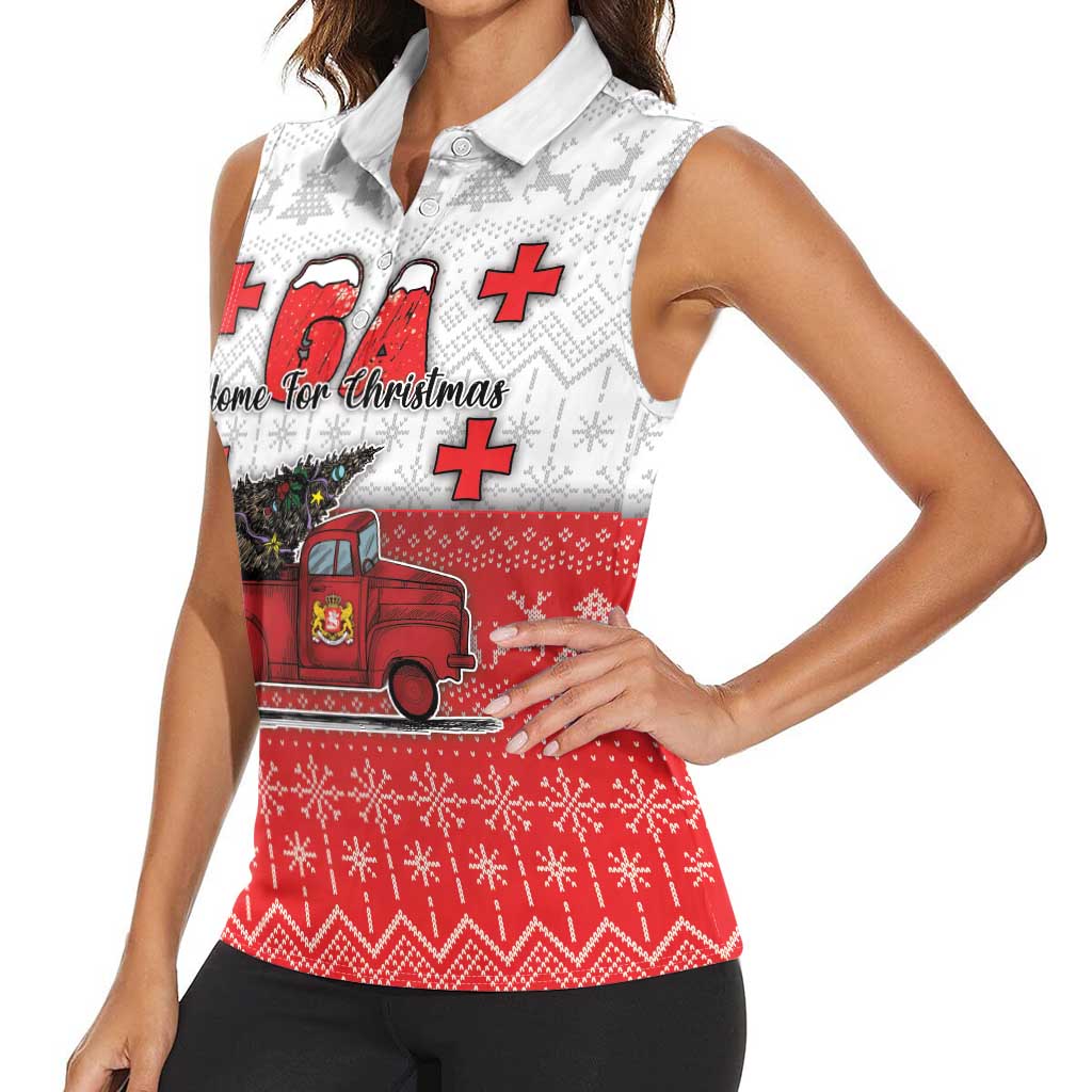 Georgia Christmas Women Sleeveless Polo Shirt GA Home For Christmas - Wonder Print Shop