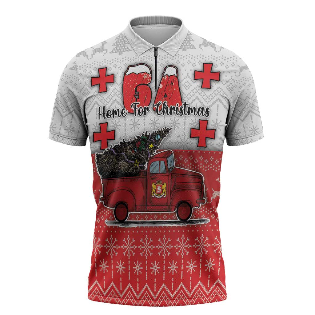 Georgia Christmas Zipper Polo Shirt GA Home For Christmas - Wonder Print Shop