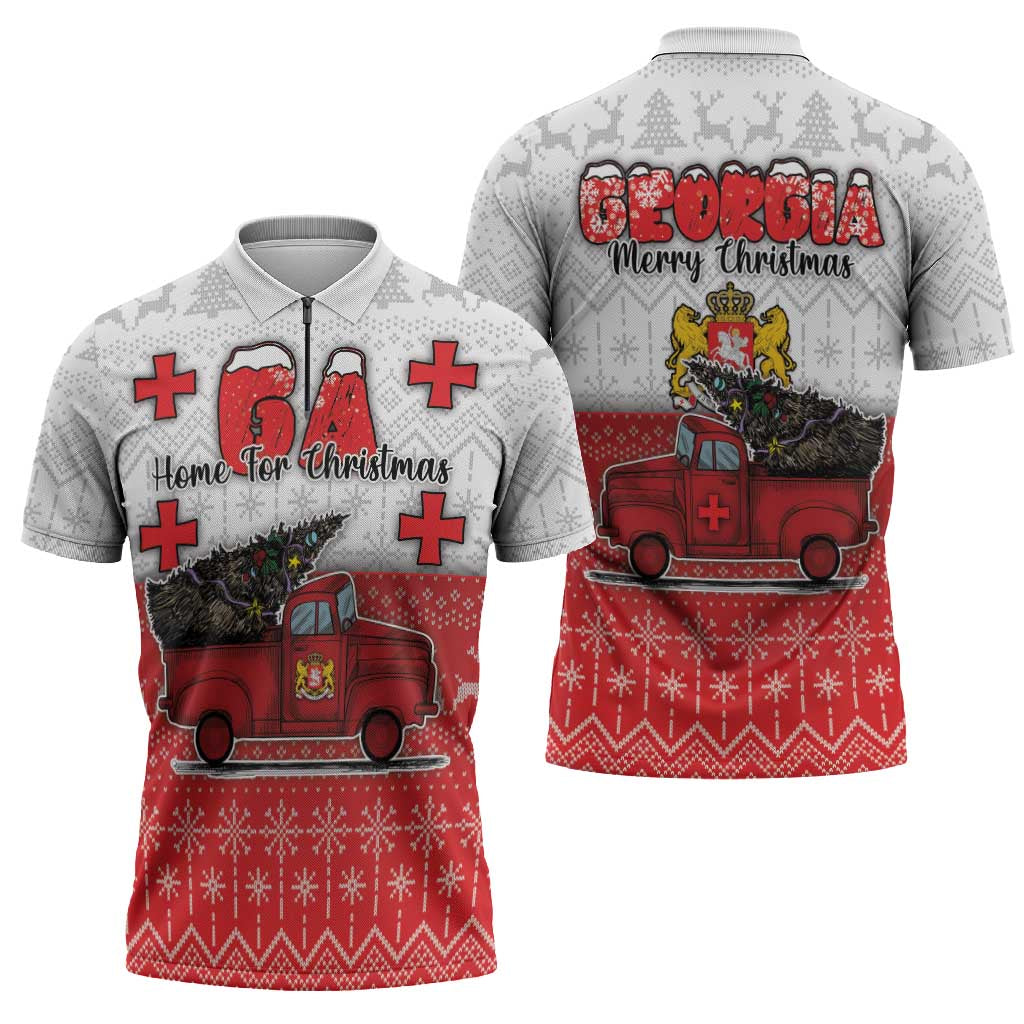 Georgia Christmas Zipper Polo Shirt GA Home For Christmas - Wonder Print Shop