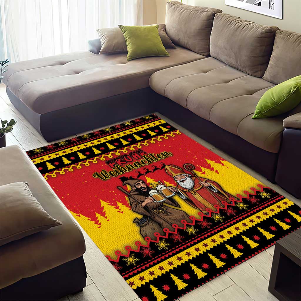 Germany Christmas Area Rug Saint Nicholas And Knecht Ruprecht Drink Beer - Wonder Print Shop