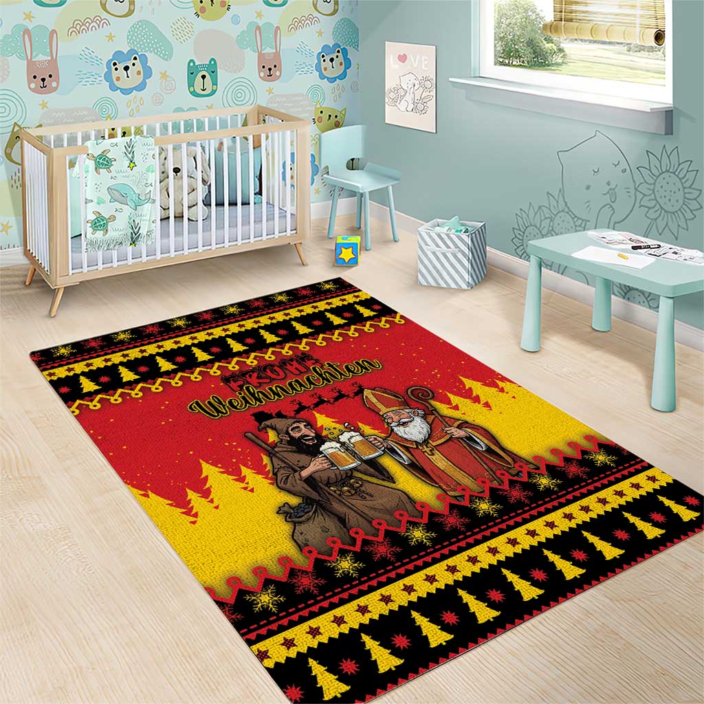 Germany Christmas Area Rug Saint Nicholas And Knecht Ruprecht Drink Beer - Wonder Print Shop