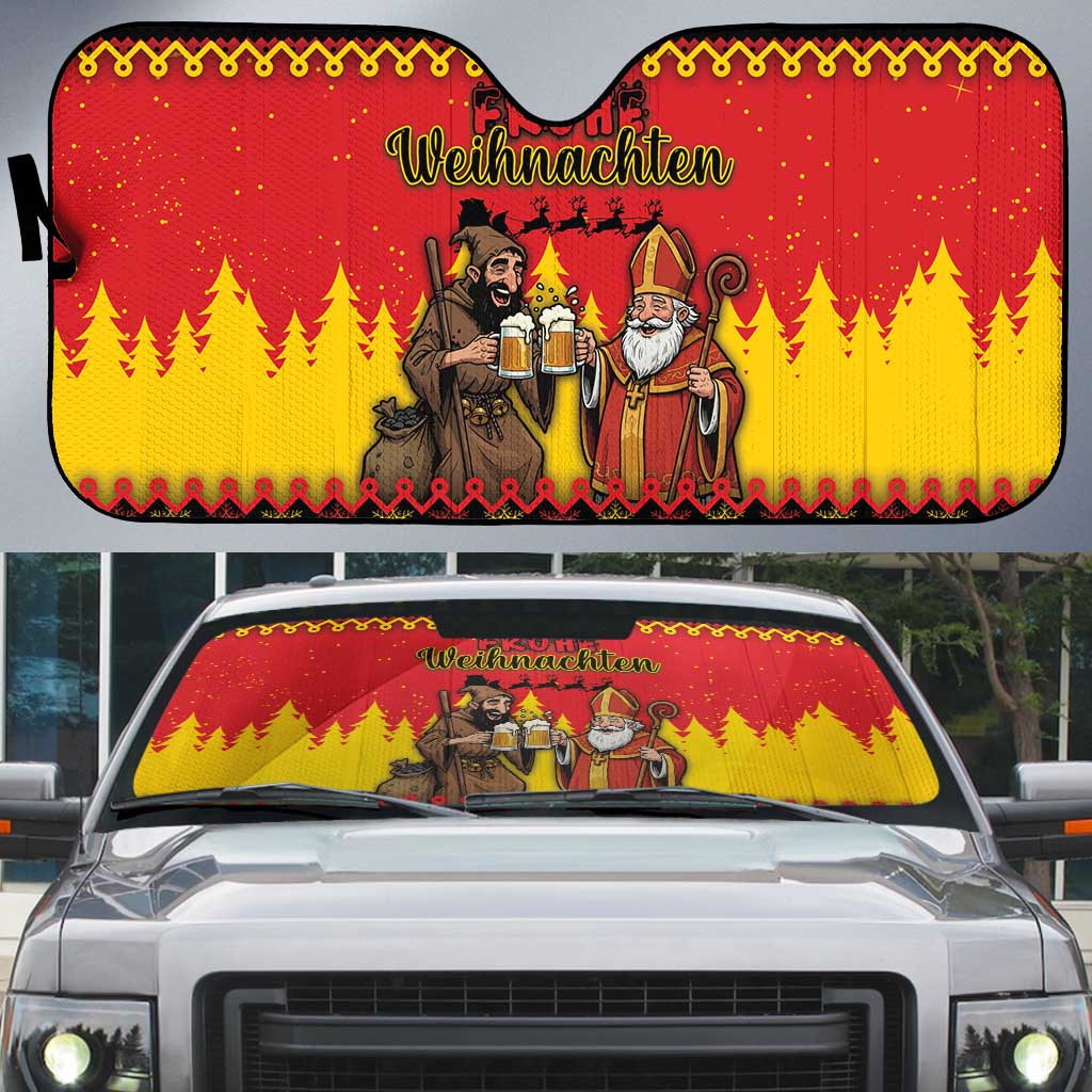Germany Christmas Auto Sun Shade Saint Nicholas And Knecht Ruprecht Drink Beer - Wonder Print Shop