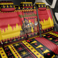 Germany Christmas Back Car Seat Cover Saint Nicholas And Knecht Ruprecht Drink Beer - Wonder Print Shop