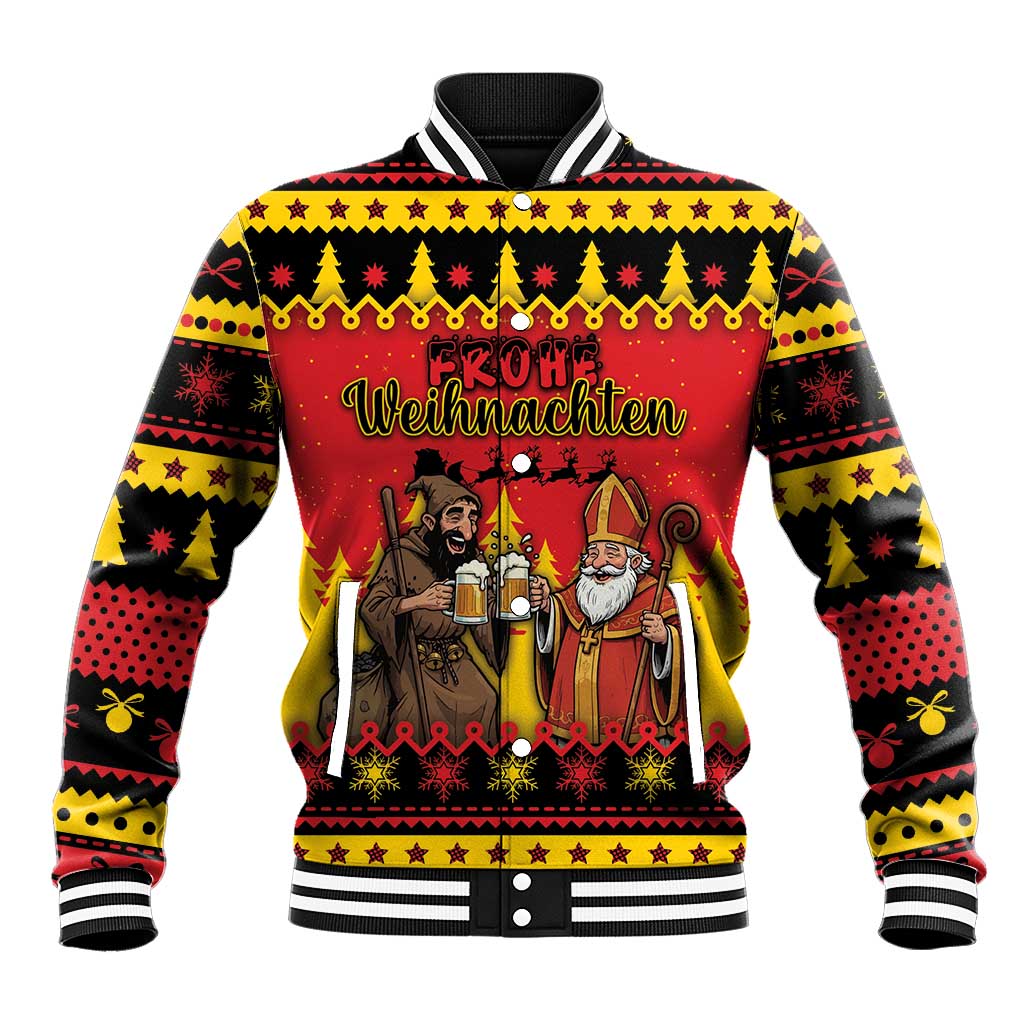 Germany Christmas Baseball Jacket Saint Nicholas And Knecht Ruprecht Drink Beer - Wonder Print Shop