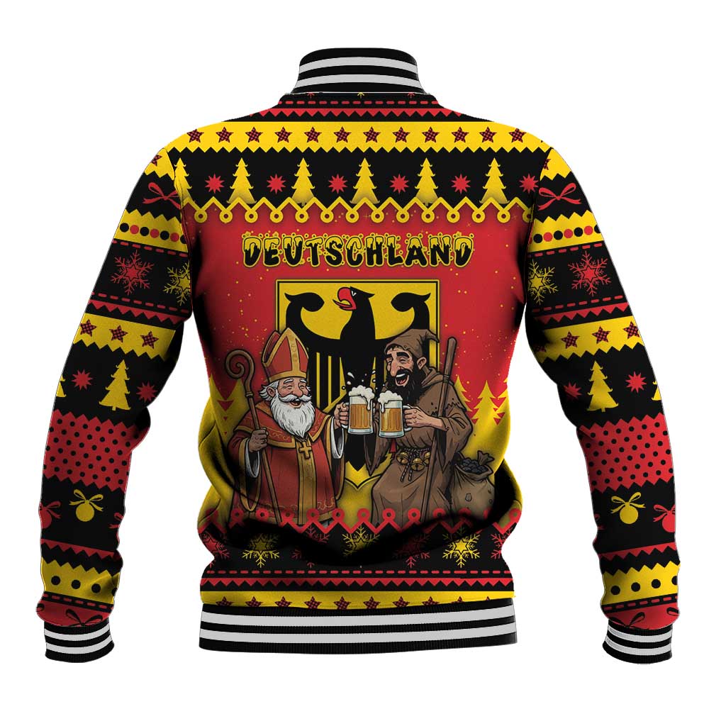 Germany Christmas Baseball Jacket Saint Nicholas And Knecht Ruprecht Drink Beer - Wonder Print Shop