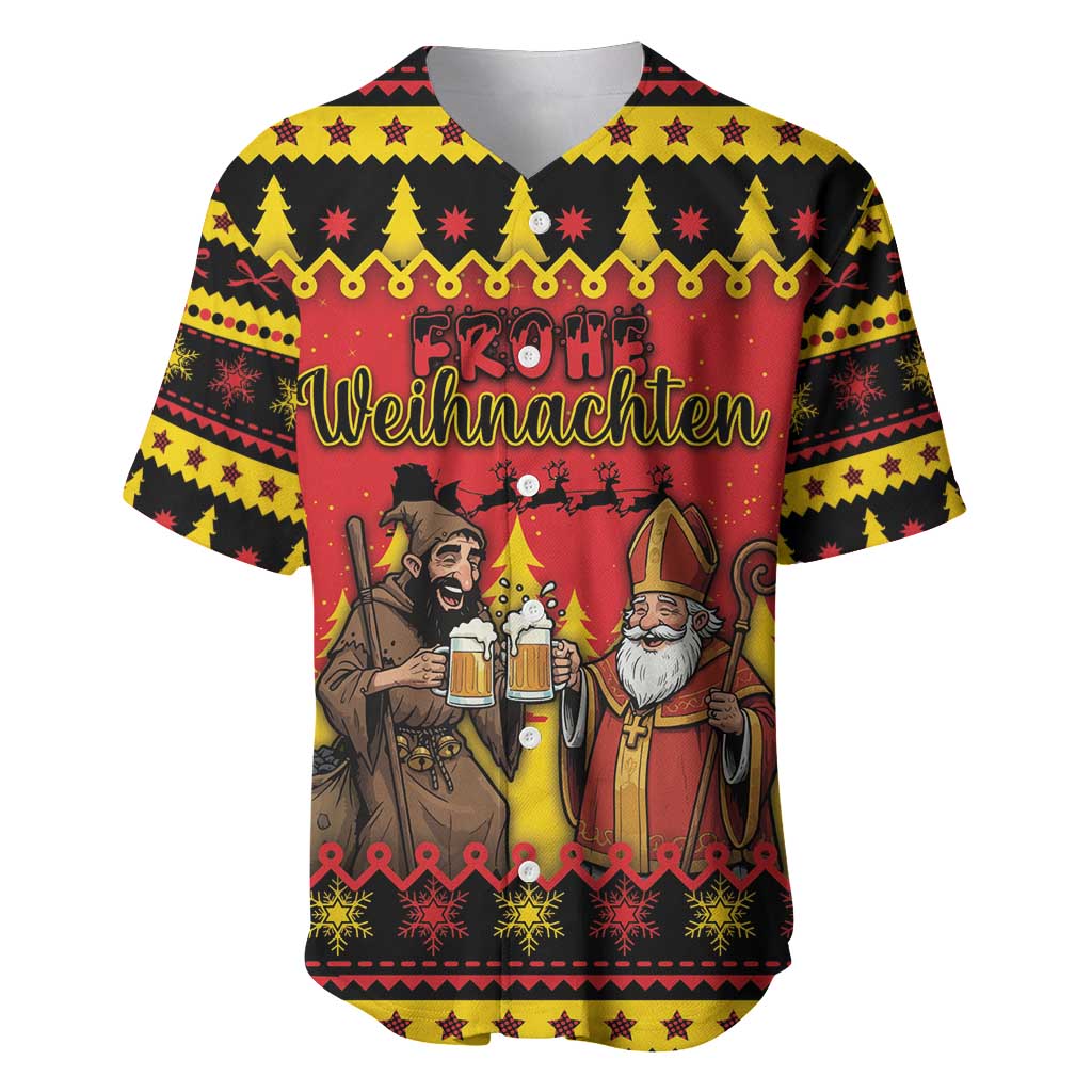 Germany Christmas Baseball Jersey Saint Nicholas And Knecht Ruprecht Drink Beer - Wonder Print Shop
