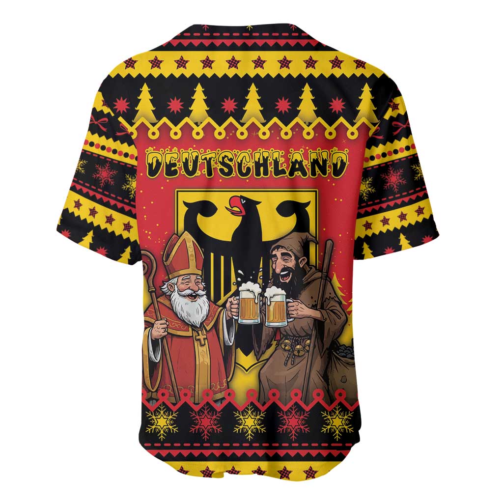 Germany Christmas Baseball Jersey Saint Nicholas And Knecht Ruprecht Drink Beer - Wonder Print Shop