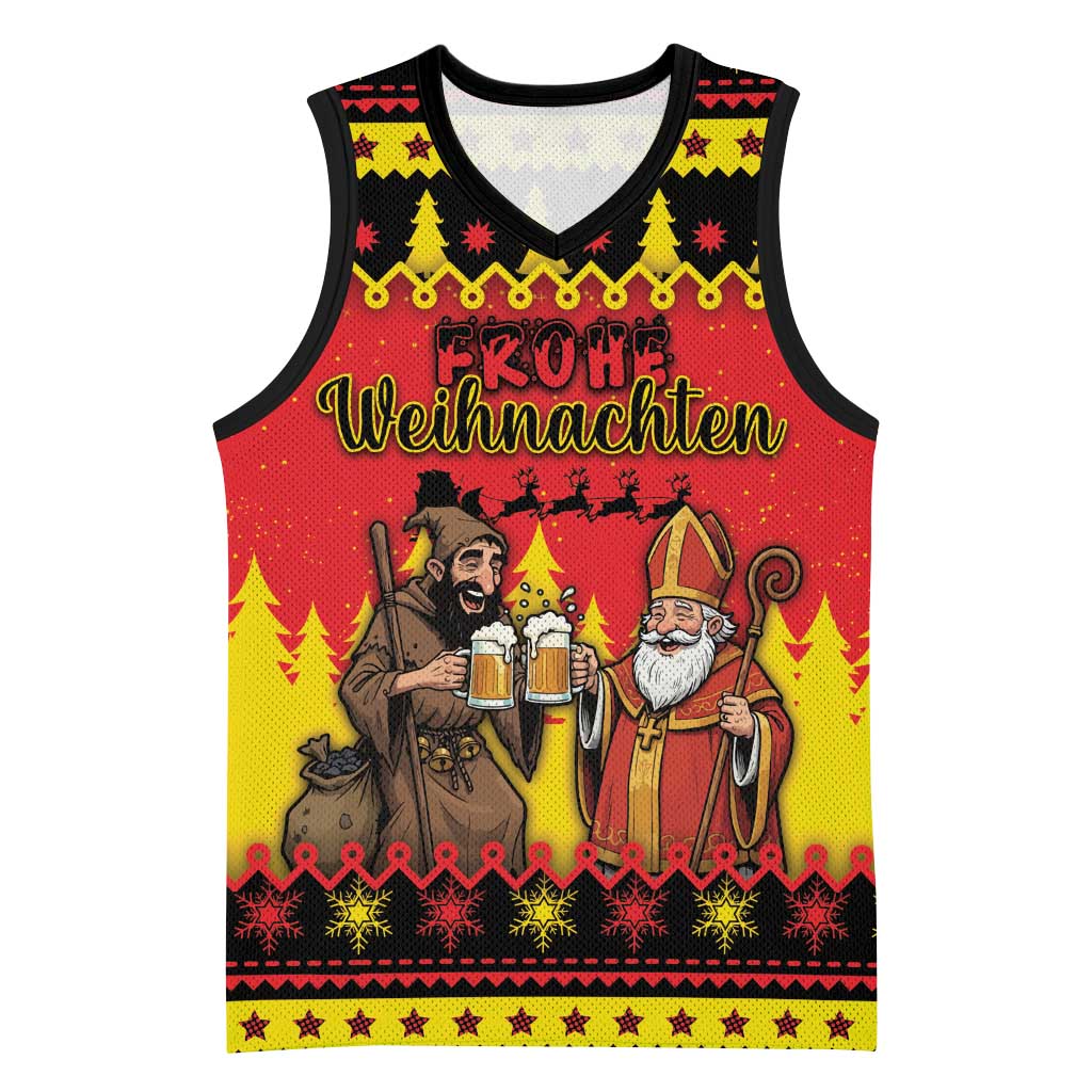 Germany Christmas Basketball Jersey Saint Nicholas And Knecht Ruprecht Drink Beer - Wonder Print Shop